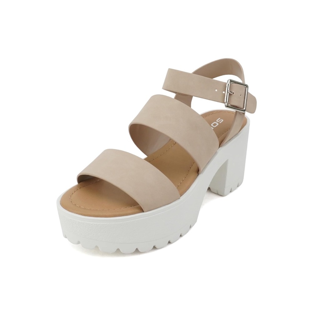 NIB Soda ACCOUNT Women's 9 Open Toe Block Heel Sandals - Picture 4 of 7